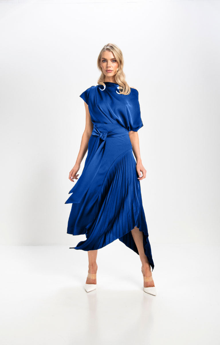 Kevan Jon Mila Pleat Knee Cobalt