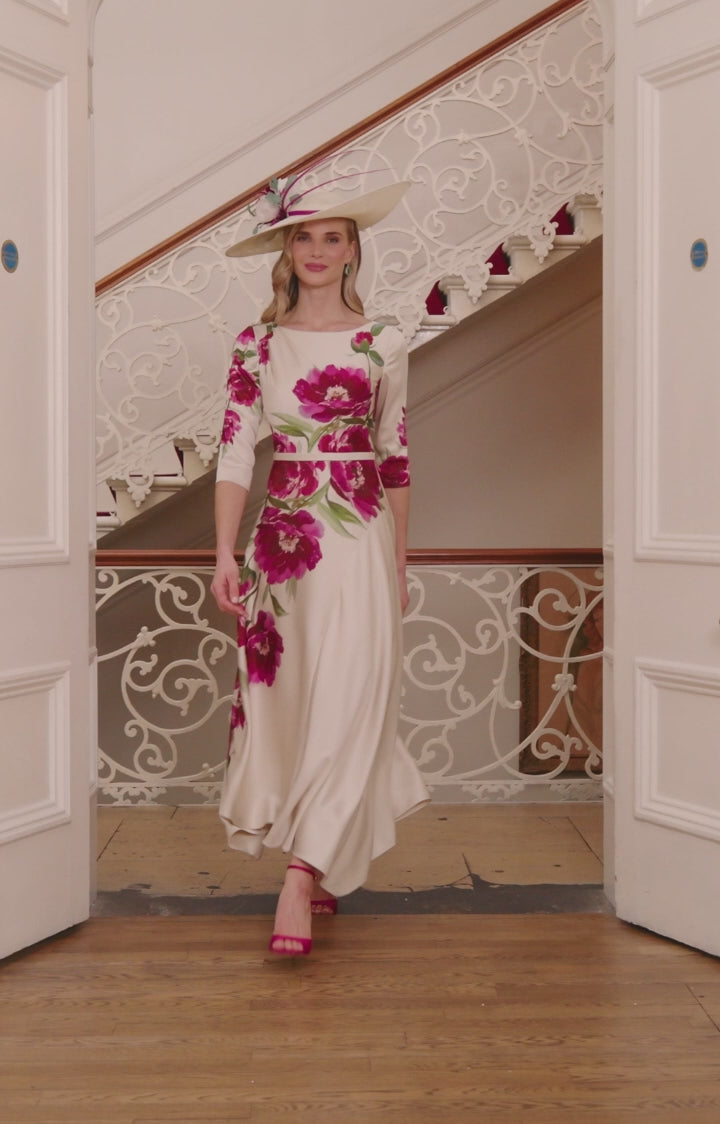 John Charles 66798 - Ecru / Peony Dress