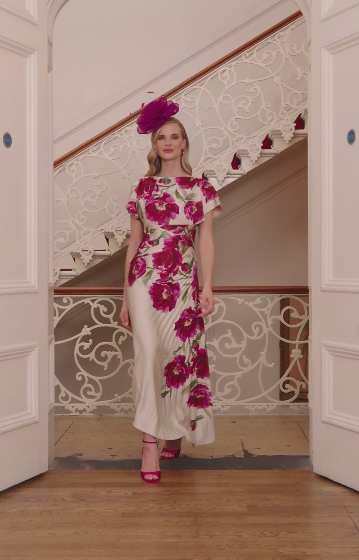 John Charles 66809 - Ecru / Peony Dress